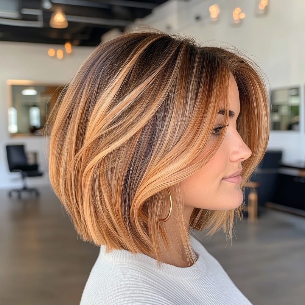 Golden Caramel Balayage Bob