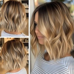 Honey Blonde Balayage Bob Hair