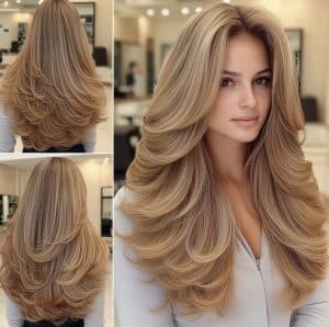 Honey Blonde Layered Hair