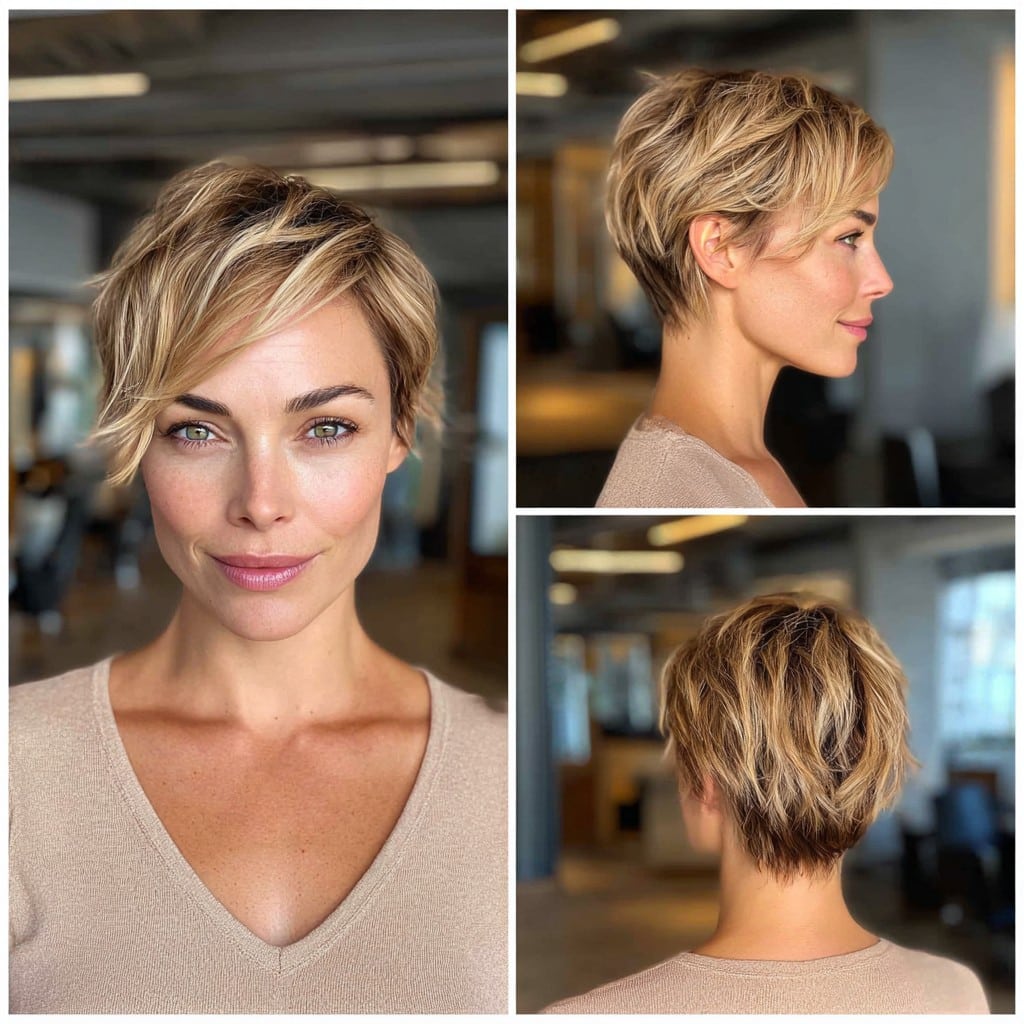 Honey Blonde Pixie Hair