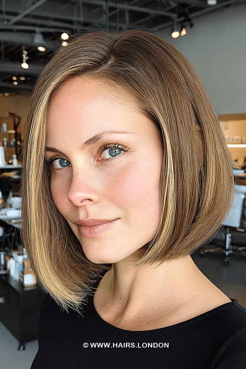Honey Brown Highlighted Bob Hair