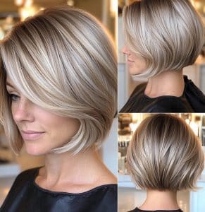 Icy Beige Blonde Bob Hair
