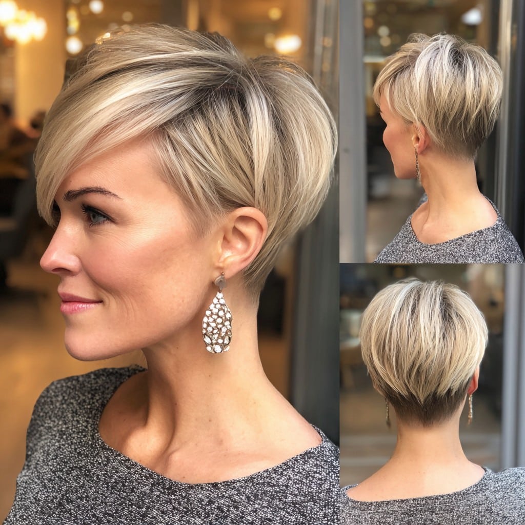 Icy Blonde Undercut Pixie Hair