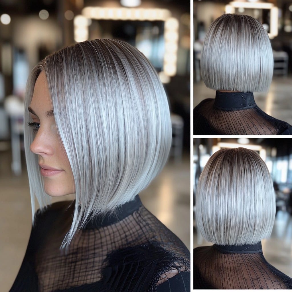 Icy Platinum Bob Hair