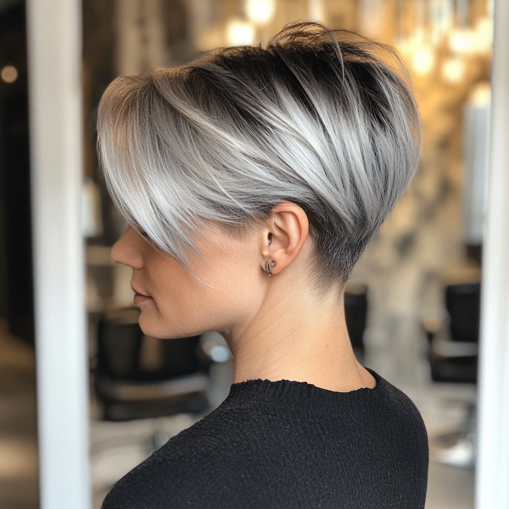 Icy Silver Fade Pixie