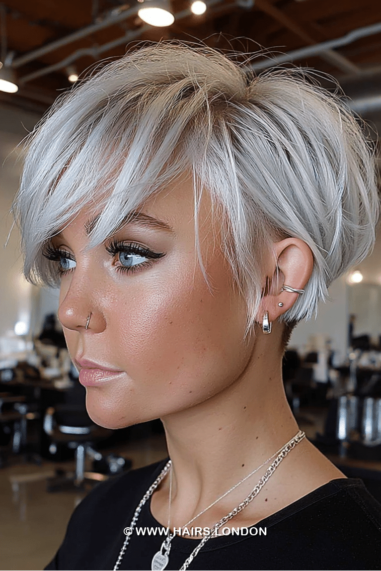 Icy Silver Pixie Hair