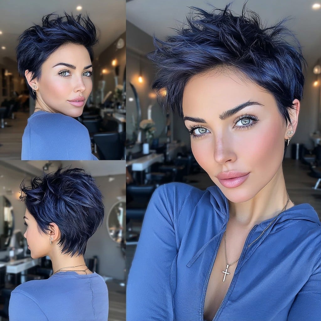 Midnight Blue Pixie Hair