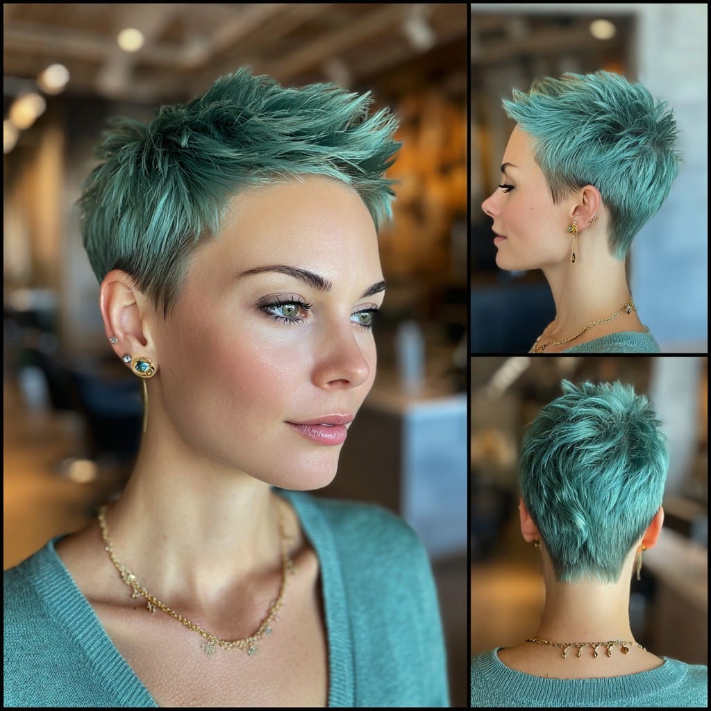 Mint Green Pixie Hair