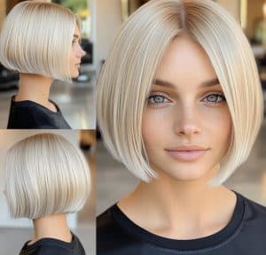 Platinum Blonde Graduated Bob Hair