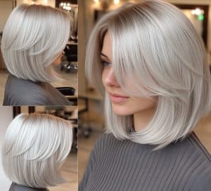 Platinum Silver Layered Hair