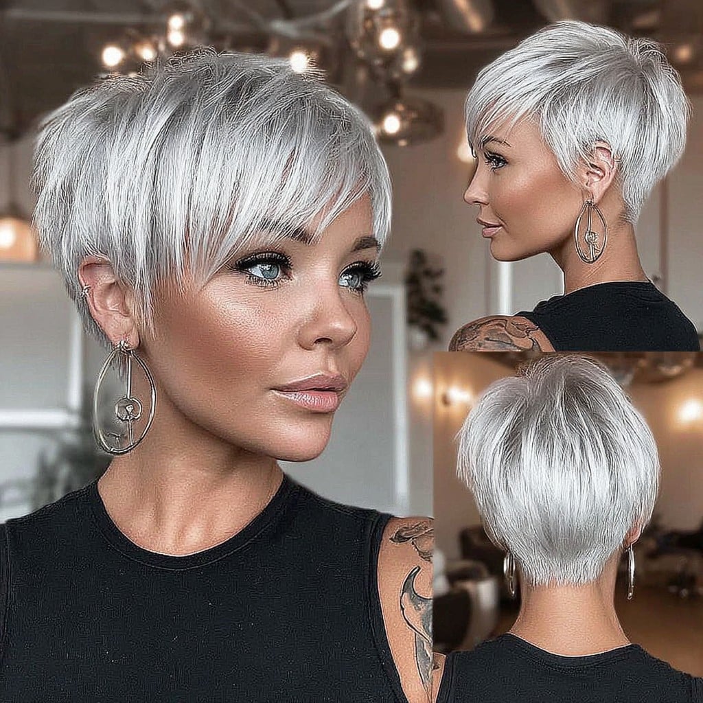 Platinum Silver Pixie Hair