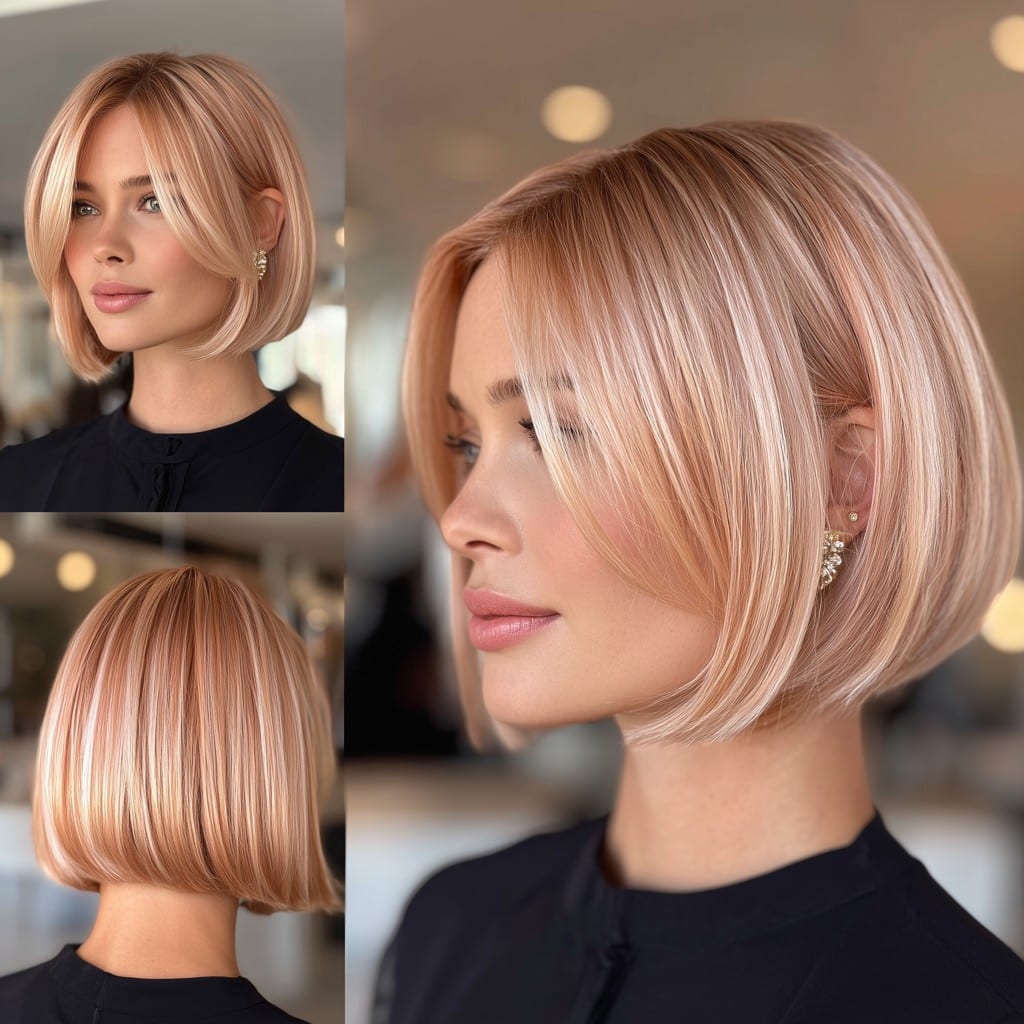 Rose Gold Bob Hair