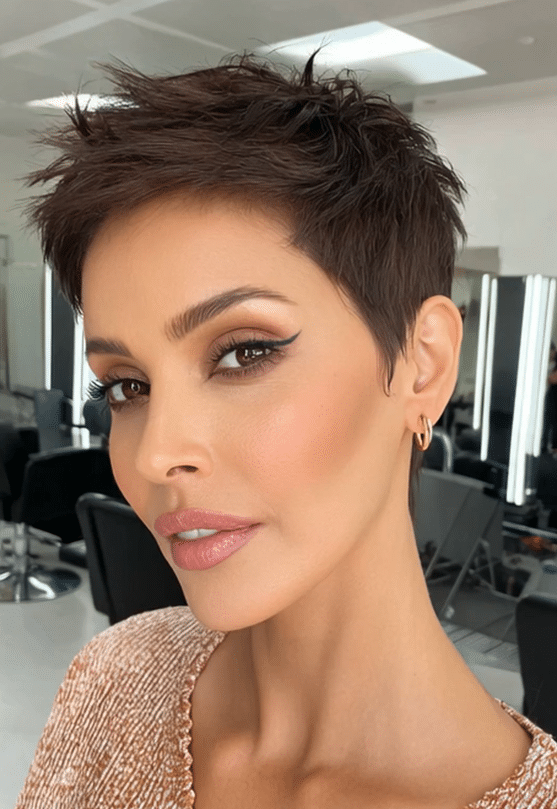 Deep Espresso Brunette Pixie Hair