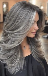 Silver Ash Layered Hair