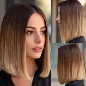 Sleek Brunette to Blonde Ombre Hair