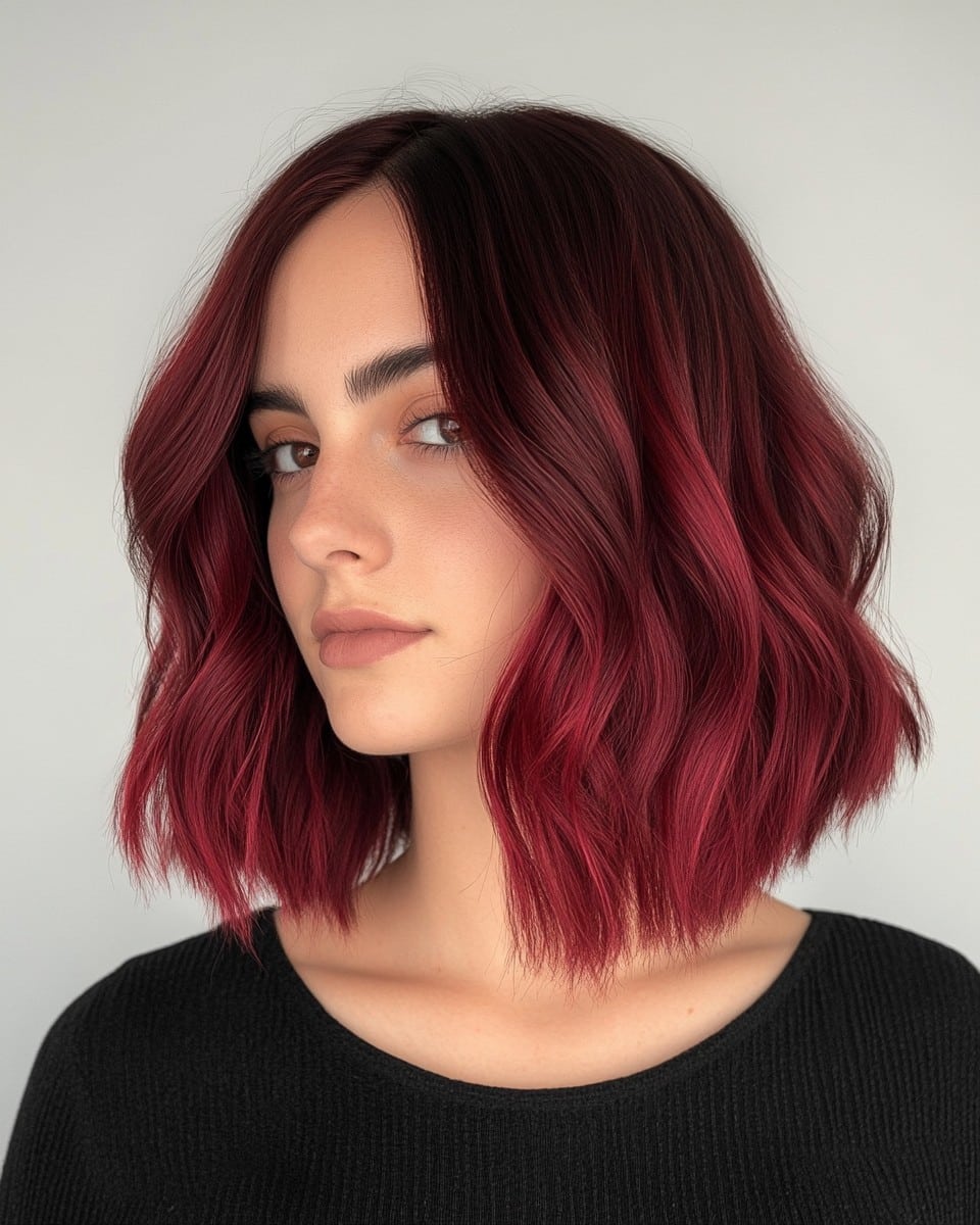 Sleek Burgundy Red Bob