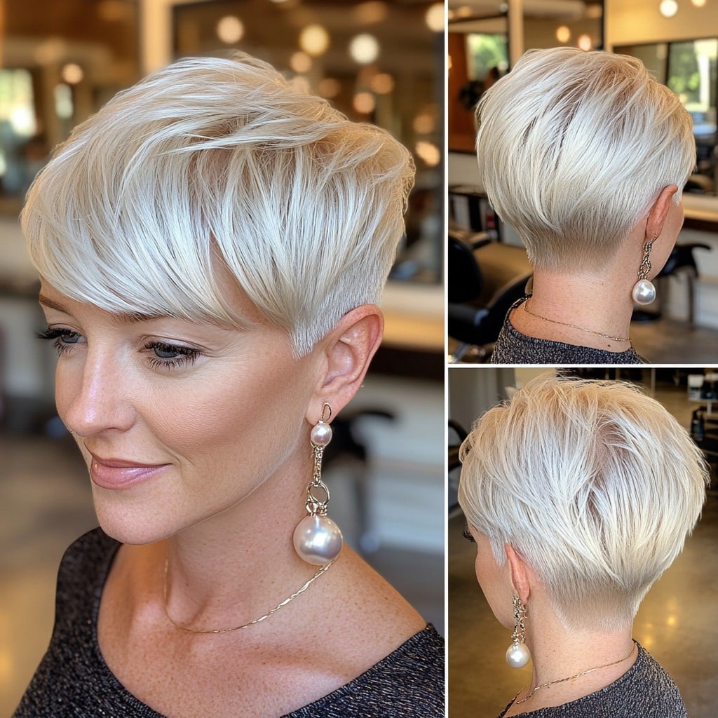 Sleek Platinum Pixie with Tapered Sides