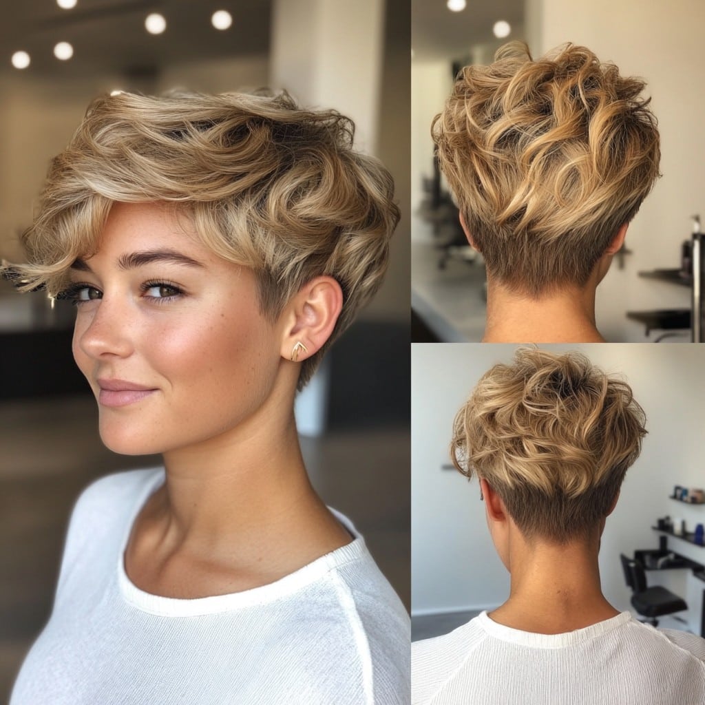 Soft Honey Blonde Pixie Hair