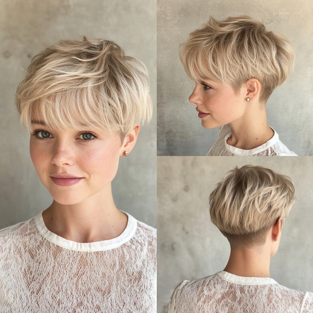 Soft Pearl Blonde Pixie Hair