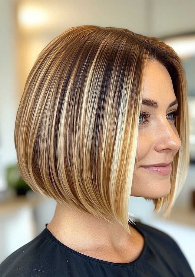 Sunlit Blonde Bob with Bold Face-Framing Highlights