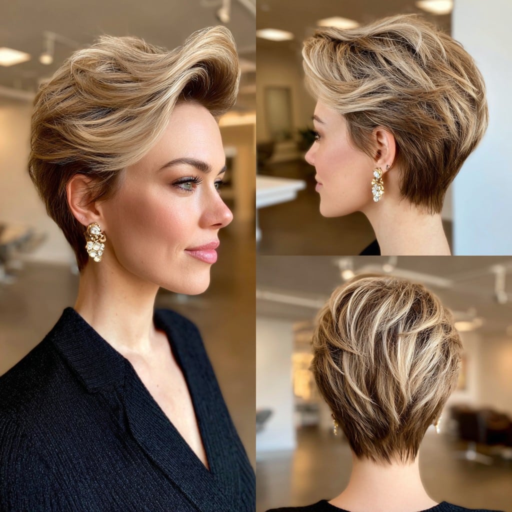 Voluminous Bronde Pixie Hair