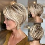 Voluminous Pixie Bob with Blonde Highlights