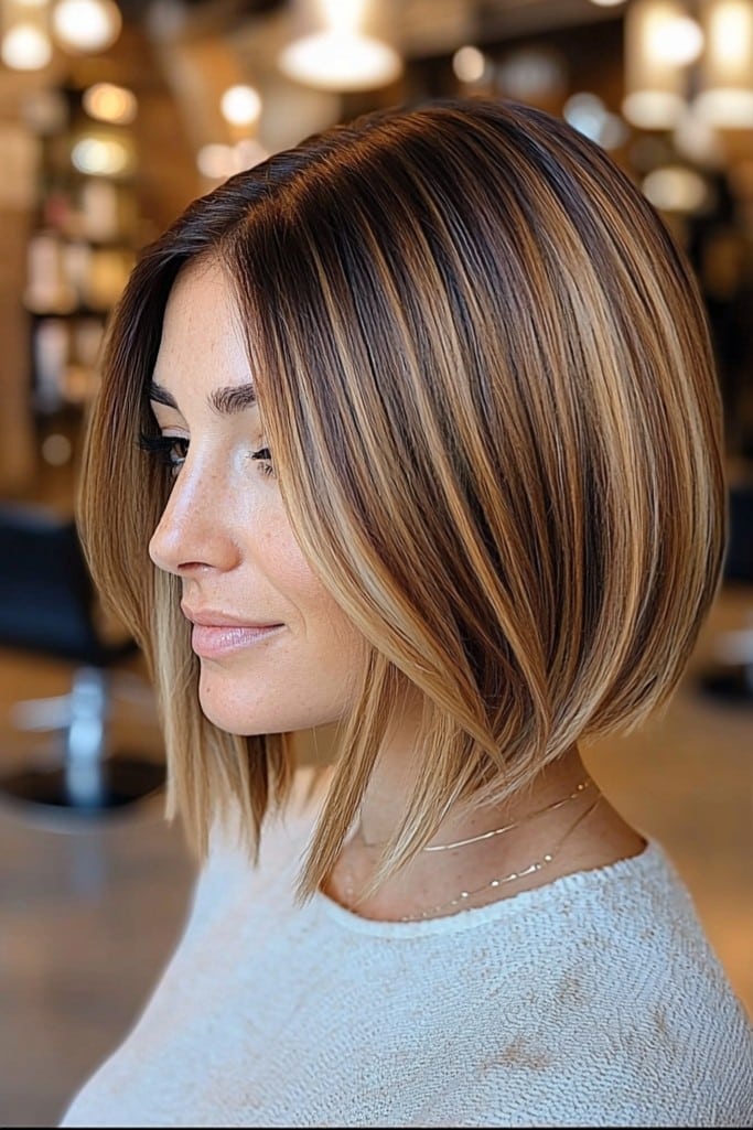 Warm Caramel Blunt Bob Hair