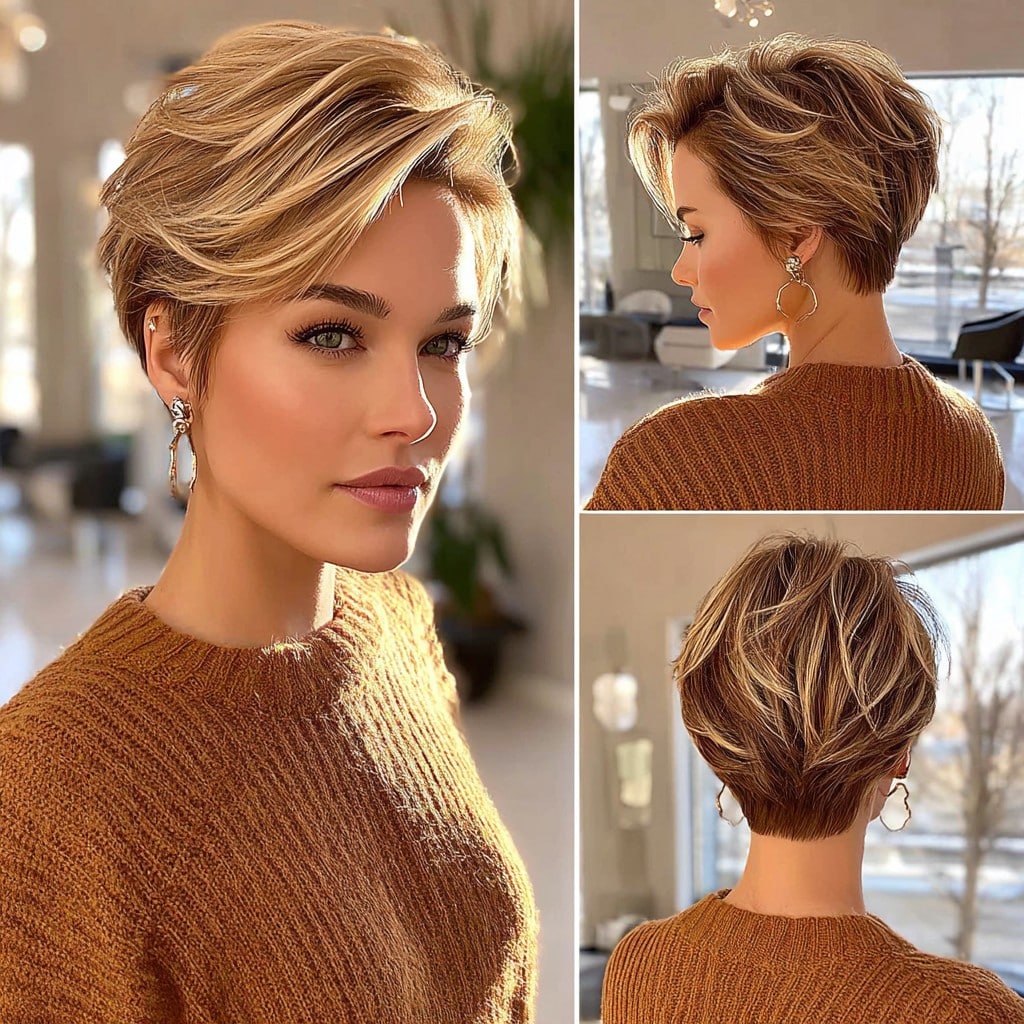 Warm Golden Blonde Pixie Hair