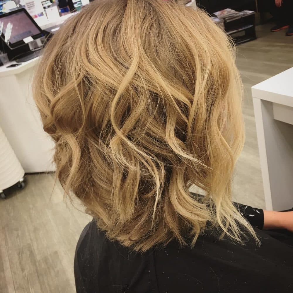 A dashing beachy angled lob haircut