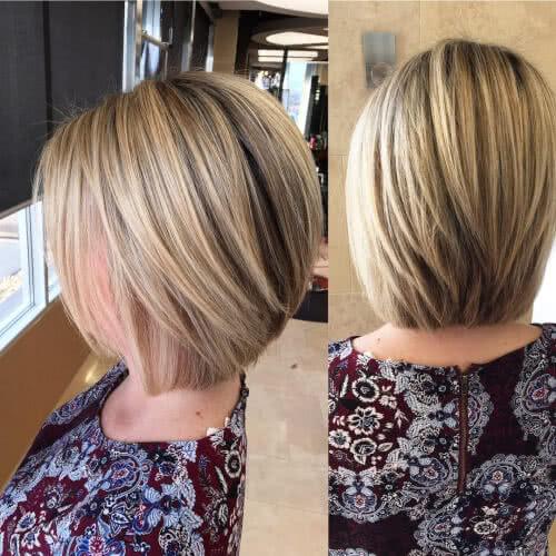 A fuller-looking short to medium length bob haircut