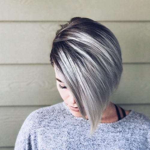 A-Line Bob with Silver Highlights