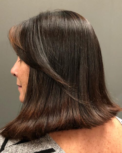 A long inverted bob with bangs