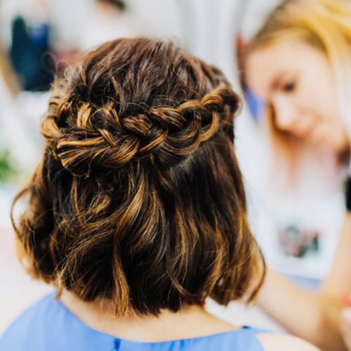 A shoulder-length french braid hairstyle