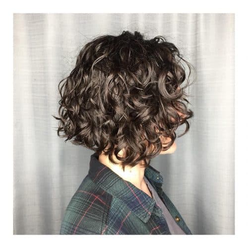 A very layered short bob for naturally curly hair for women