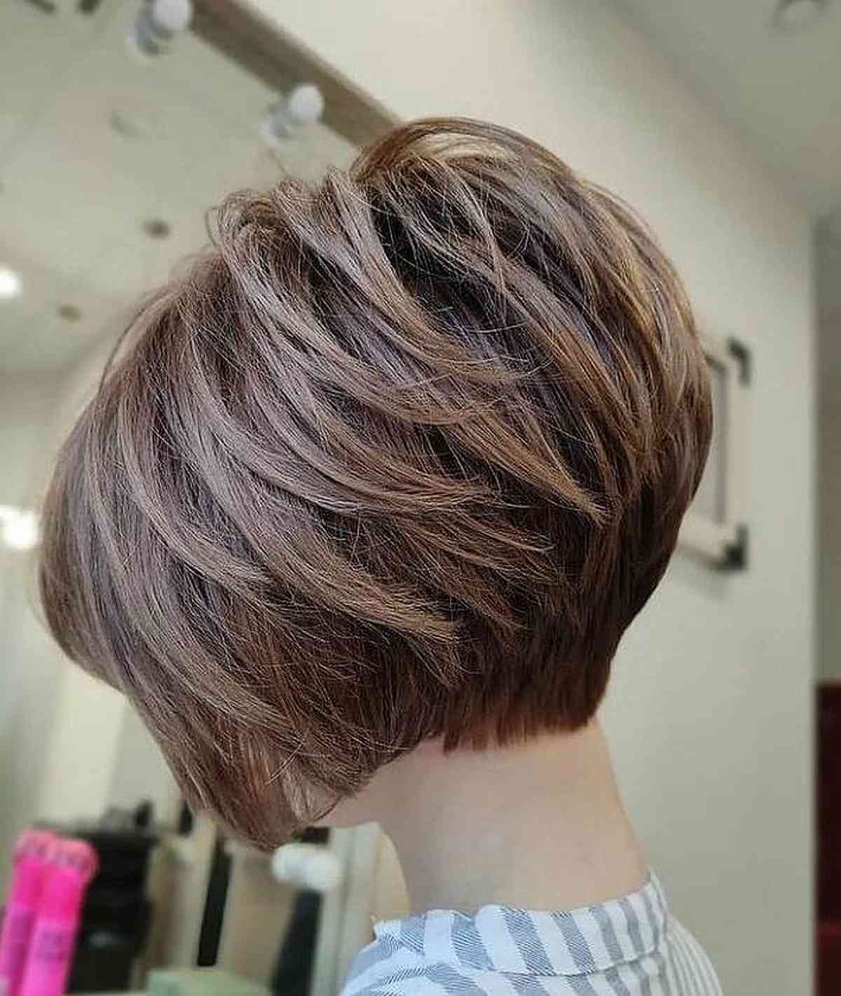 Above the Shoulders Short Layered Stacked Bob