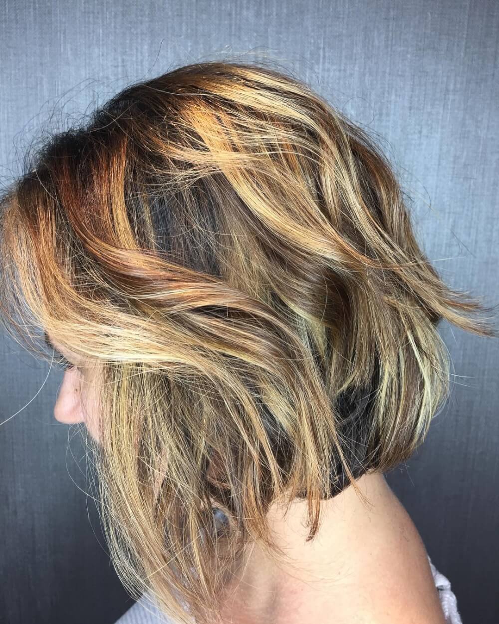 An effortless short razored bob with highlights