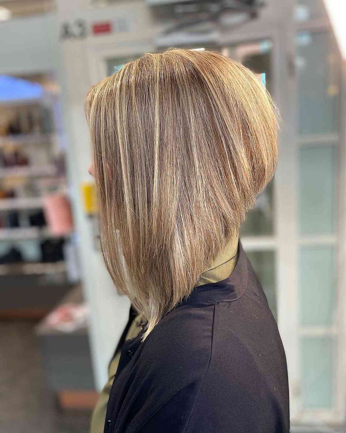 Angled Long Bob for Thick Hair That is Cut Above the Shoulders