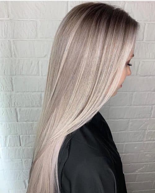 Ash Blonde Balayage on Straight Hair