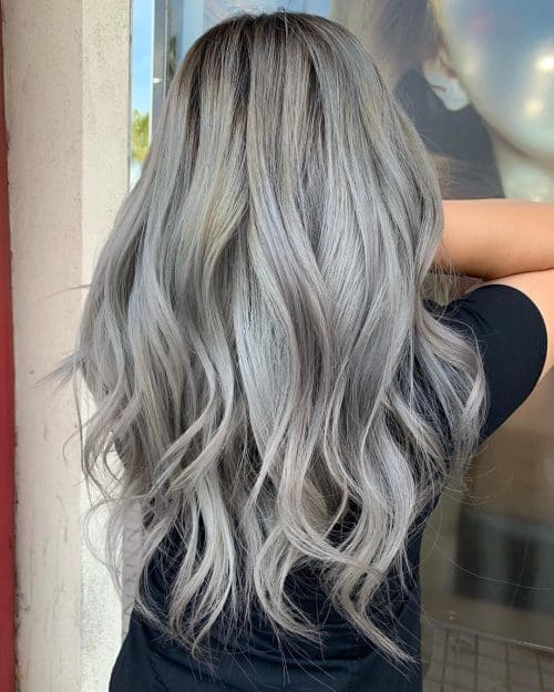 Ash Grey Blonde Balayage