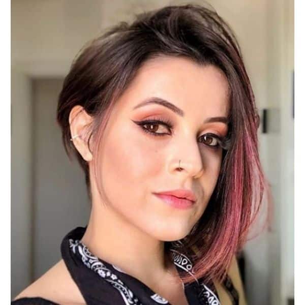 Asymmetric Bob With Magenta Highlights