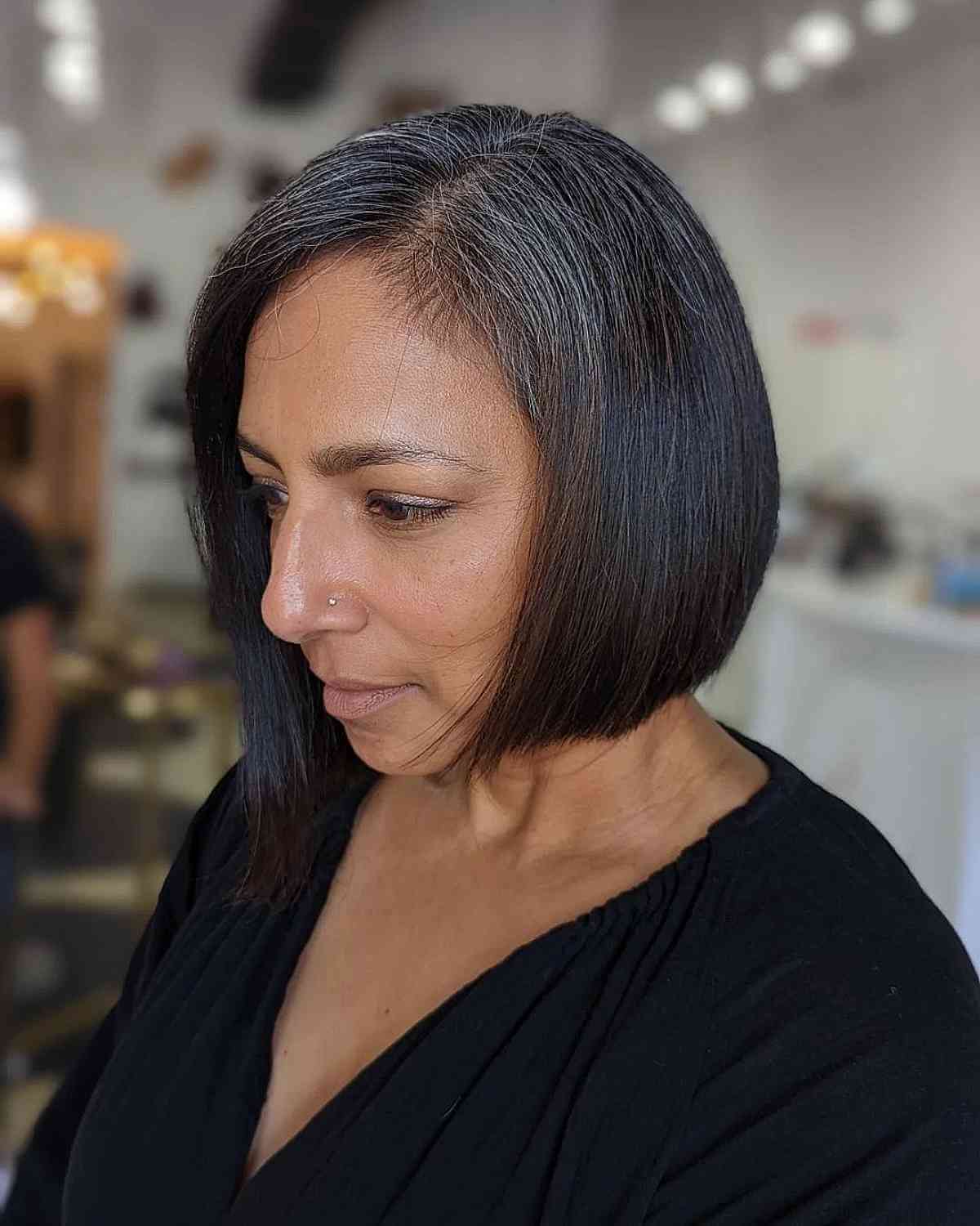 Asymmetrical Jaw-Length Bob for Women Over 50