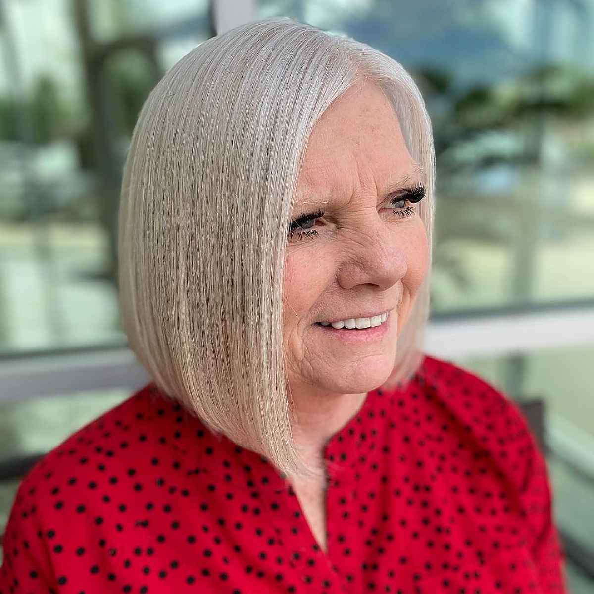 Asymmetrical Long Bob for Older Women