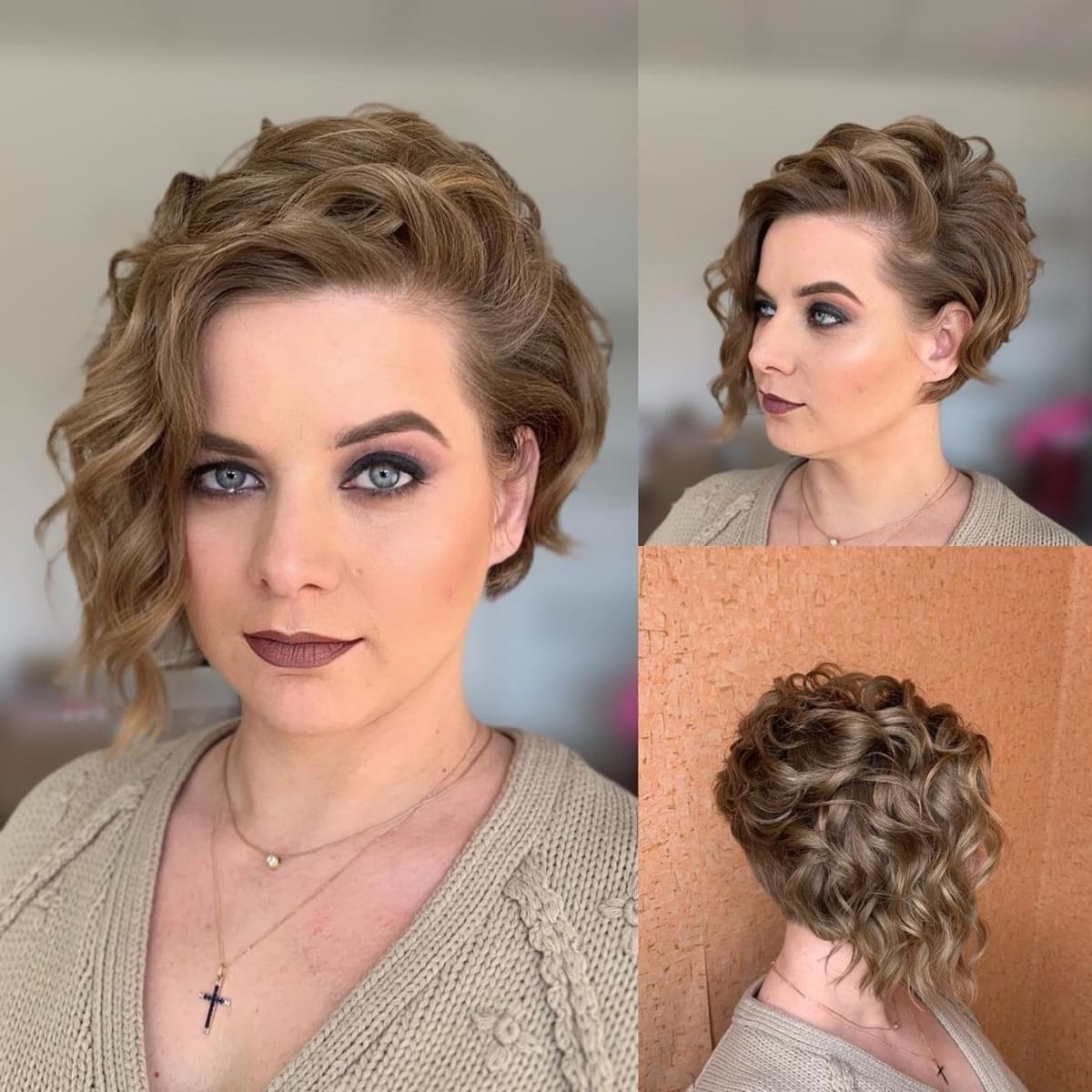 Asymmetrical short curly hair