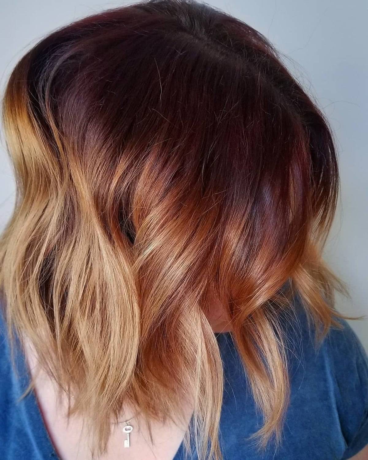 Auburn Brown Ombre with Blonde Ends