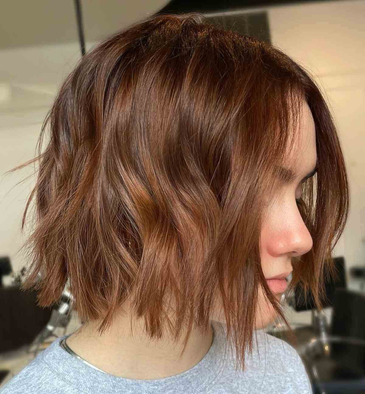 Auburn Brown on a Short Textured Bob