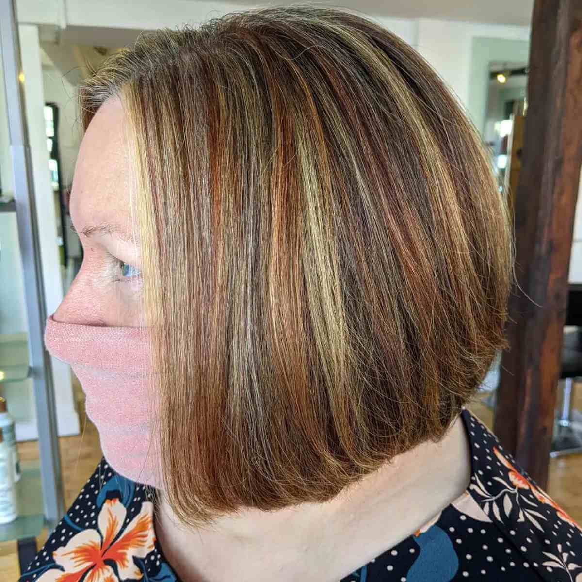 Auburn Highlights on a Short Bob Cut