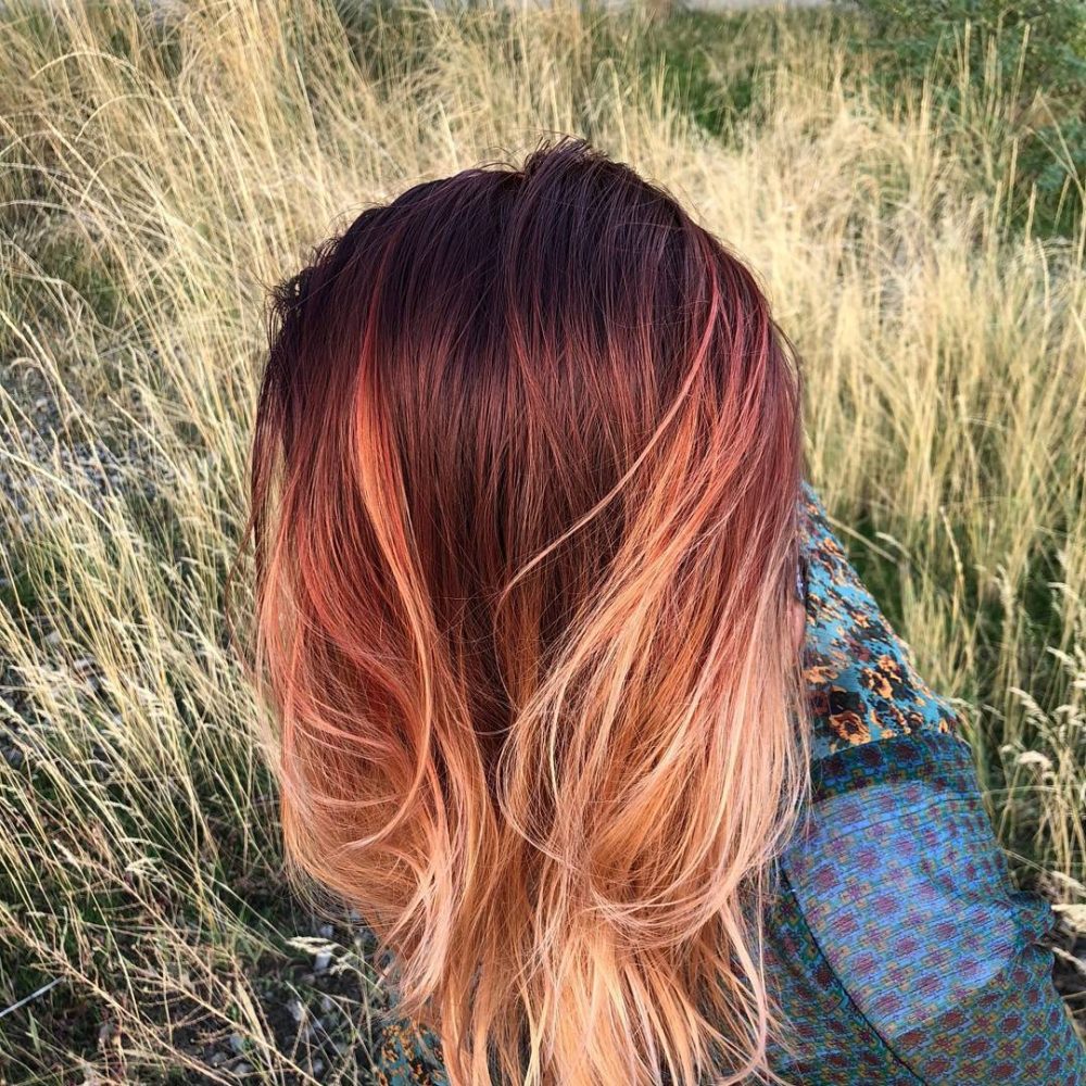 Auburn Ombre with Hints of Red Brown Color