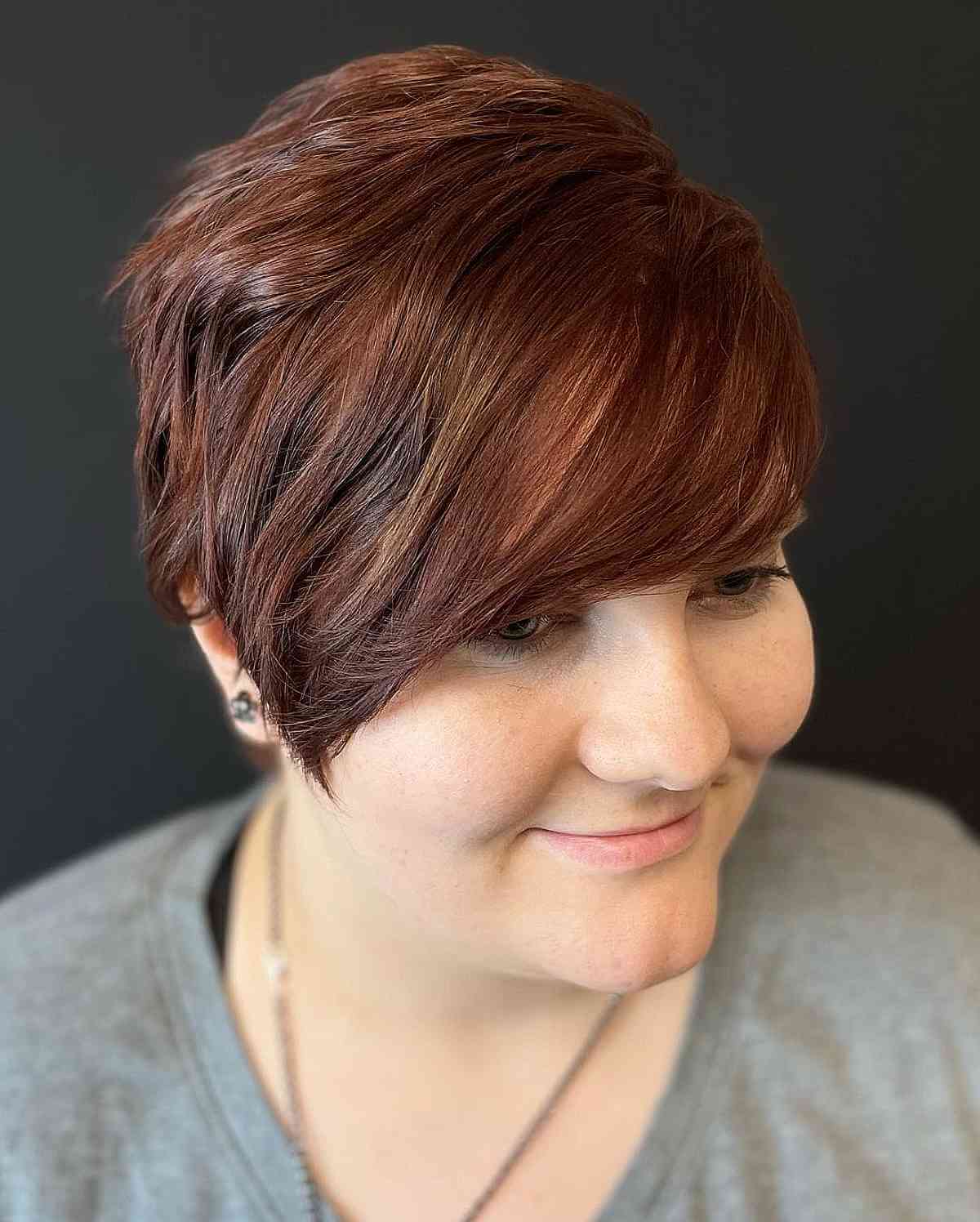 Auburn Pixie Cut with a Fringe for Short Hair