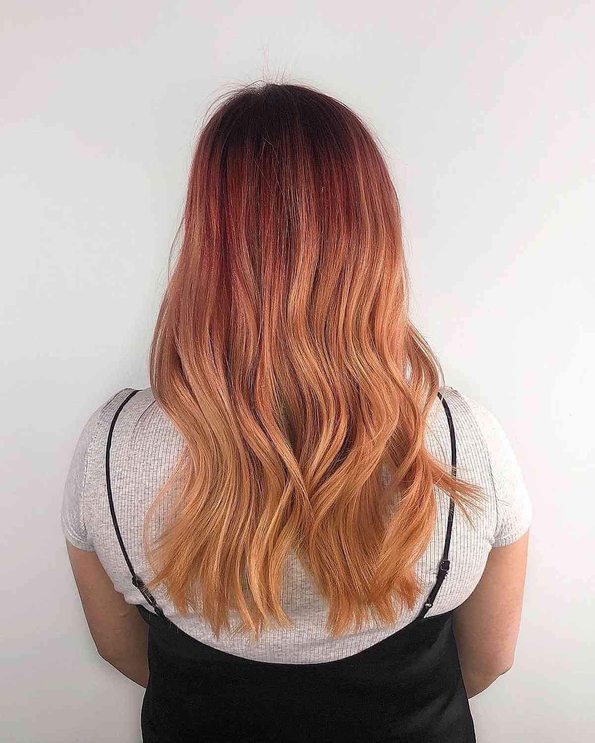 Auburn to Strawberry Blonde Ombre Balayage