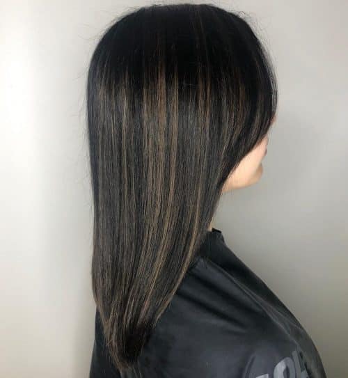 Balayage dark straight hair